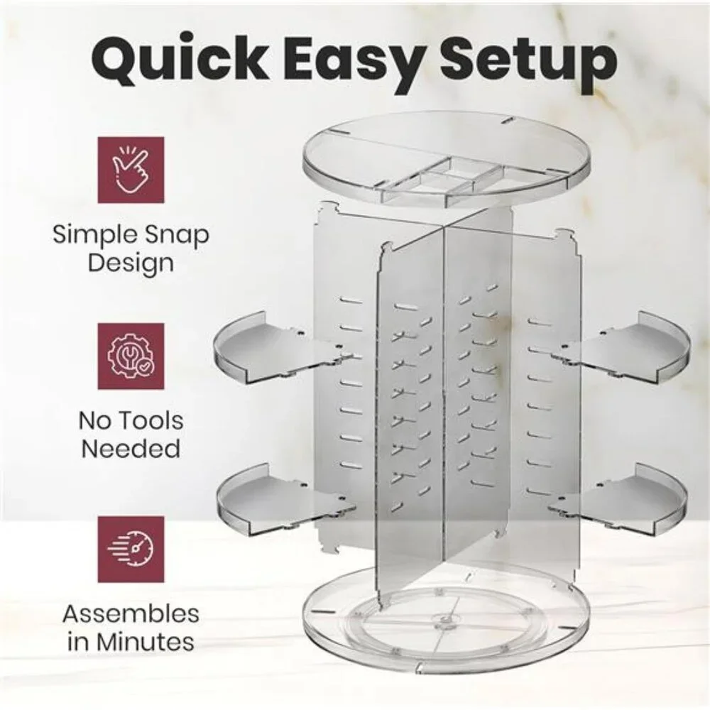 Rotating makeup organizer clear 360 spinning cosmetic storage for vanity counter